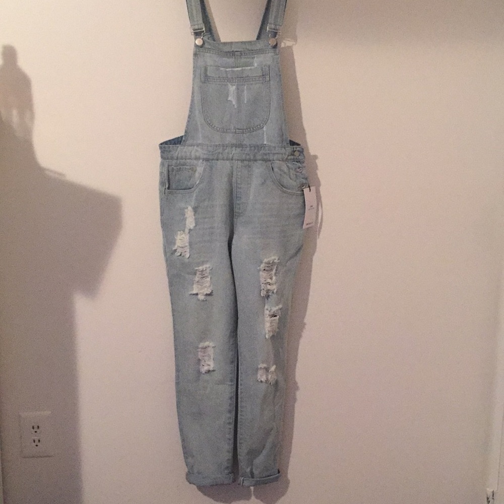 Distressed Denim Overalls